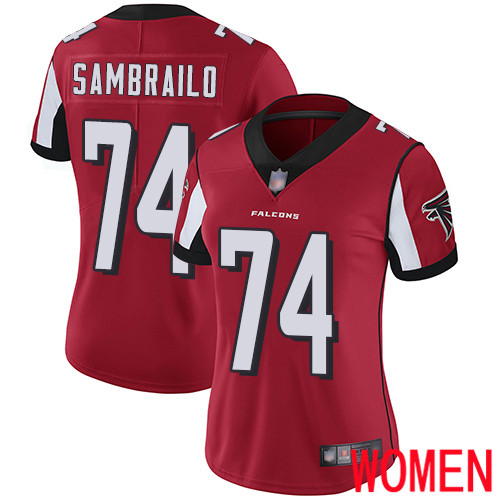 Atlanta Falcons Limited Red Women Ty Sambrailo Home Jersey NFL Football 74 Vapor Untouchable
